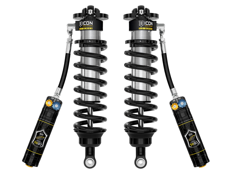 ICON 2022-2025 Toyota Tundra 1.25-3.25" Lift/2023-2025 Sequoia 3-4.25" Lift V.S. 3.0 Series Front Coilover Kit Remote Reservoir W/ CDXS Pair