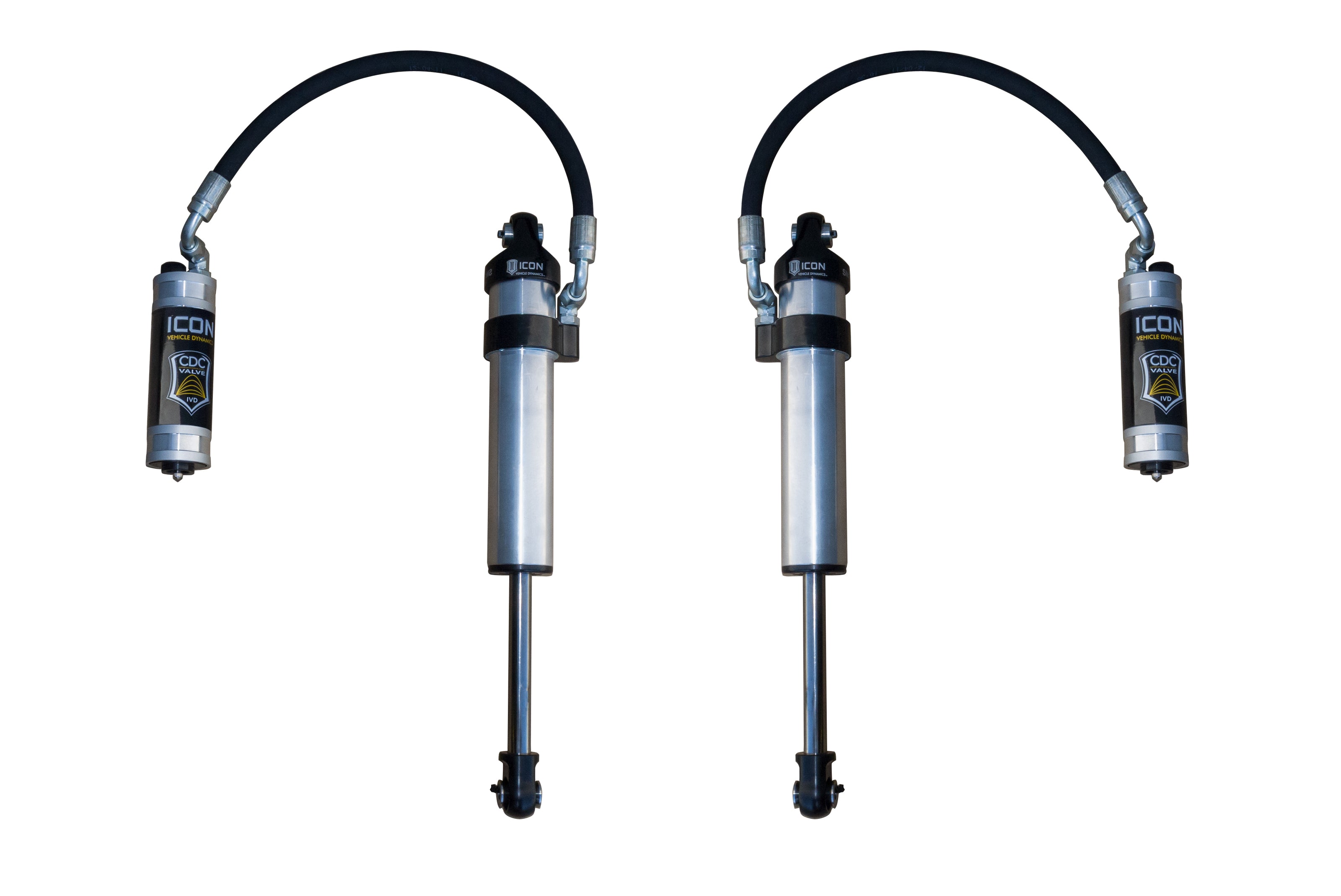 ICON 2003-2024 Toyota 4Runner/2005-2023 Toyota Tacoma/2007-2014 Toyota FJ Cruiser Front 2.5 VS Stock Width Remote Reservoir W/ CDCV Secondary Shocks Pair