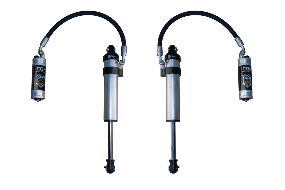 ICON 2003-2024 Toyota 4Runner/2005-2023 Toyota Tacoma/2007-2014 Toyota FJ Cruiser Front 2.5 VS Stock Width Remote Reservoir W/ CDCV Secondary Shocks Pair