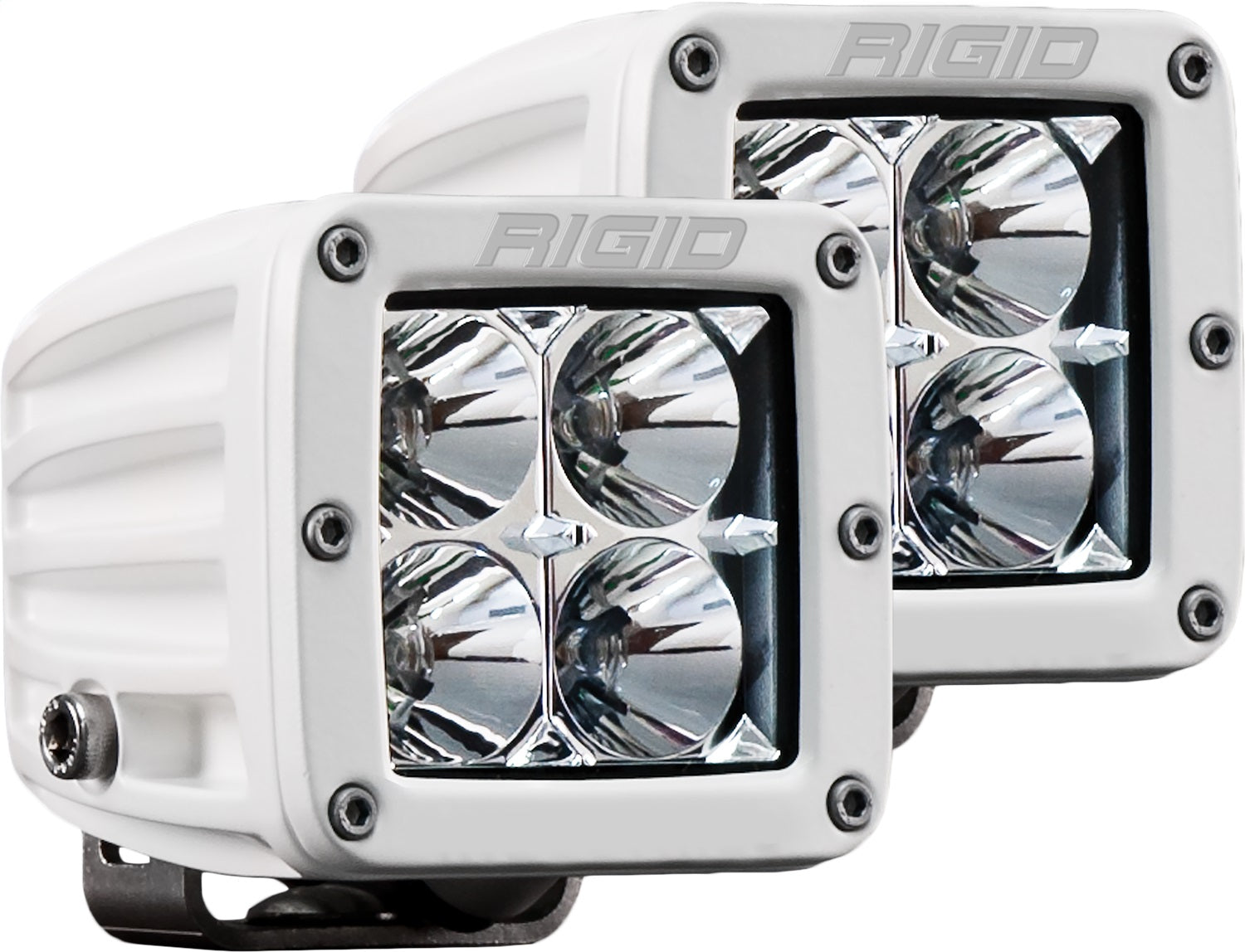 RIGID D-Series PRO LED Light Flood Optic Surface Mount White Housing Pair