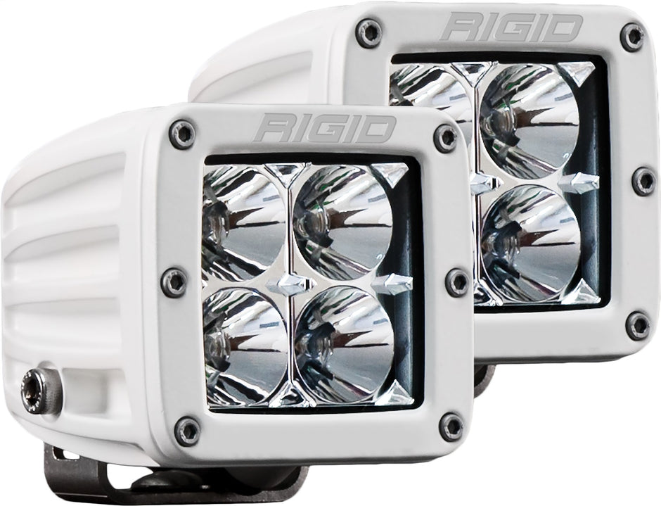 RIGID D-Series PRO LED Light Flood Optic Surface Mount White Housing Pair