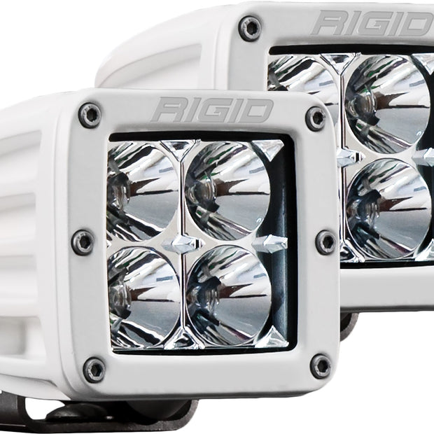 RIGID D-Series PRO LED Light Flood Optic Surface Mount White Housing Pair