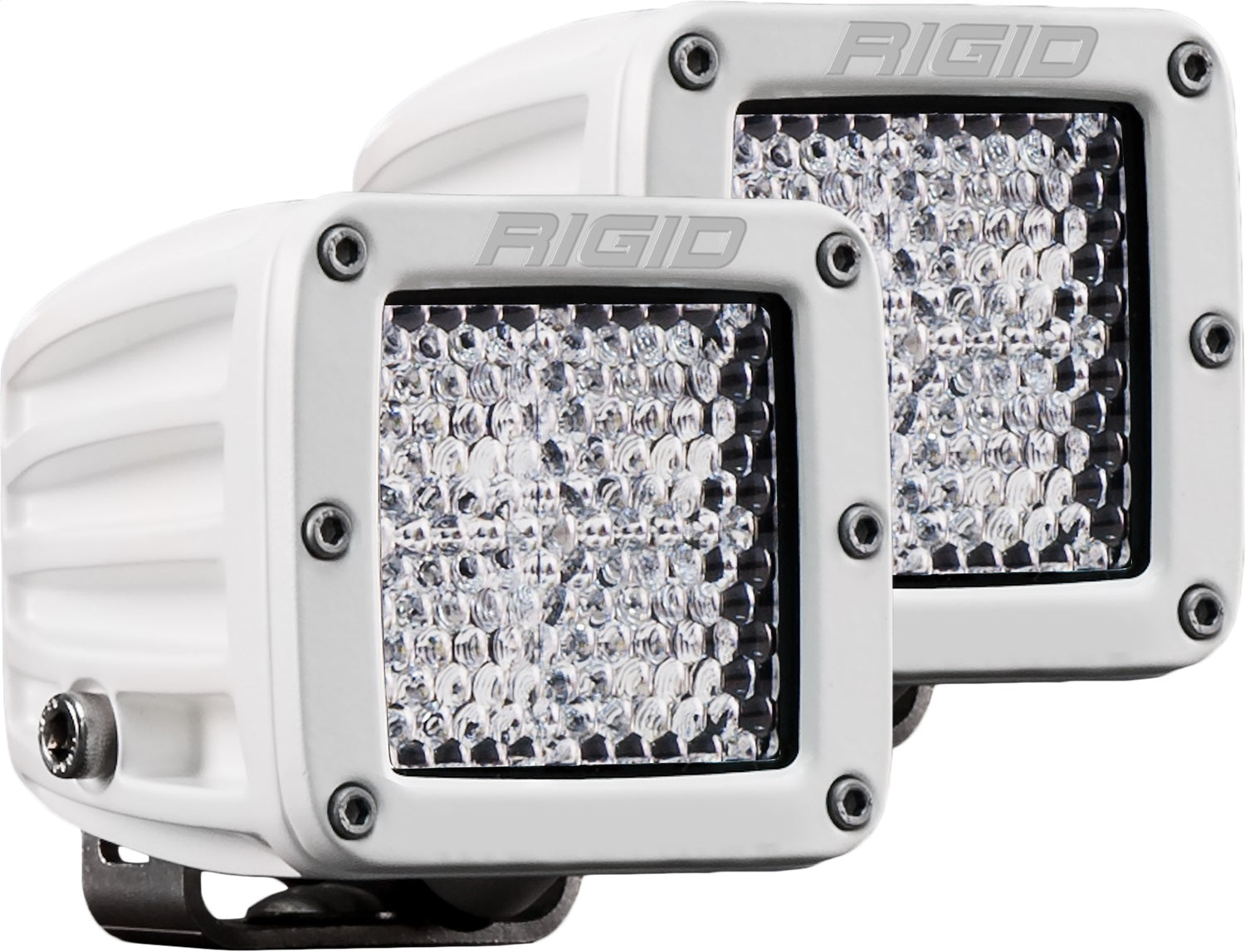 RIGID D-Series PRO Light Flood Diffused Surface Mount White Housing Pair