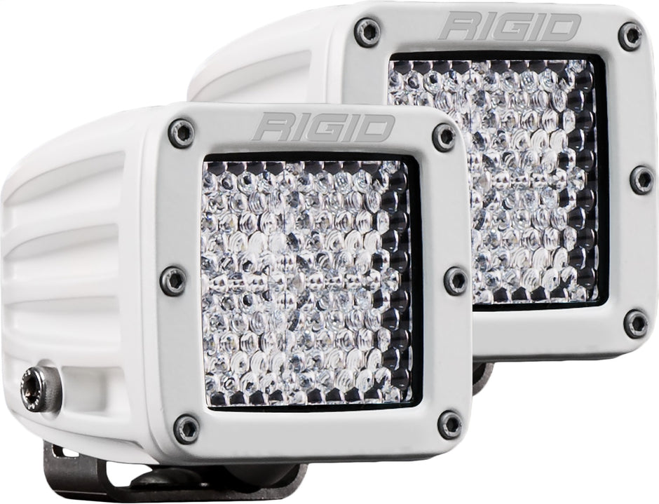 RIGID D-Series PRO Light Flood Diffused Surface Mount White Housing Pair