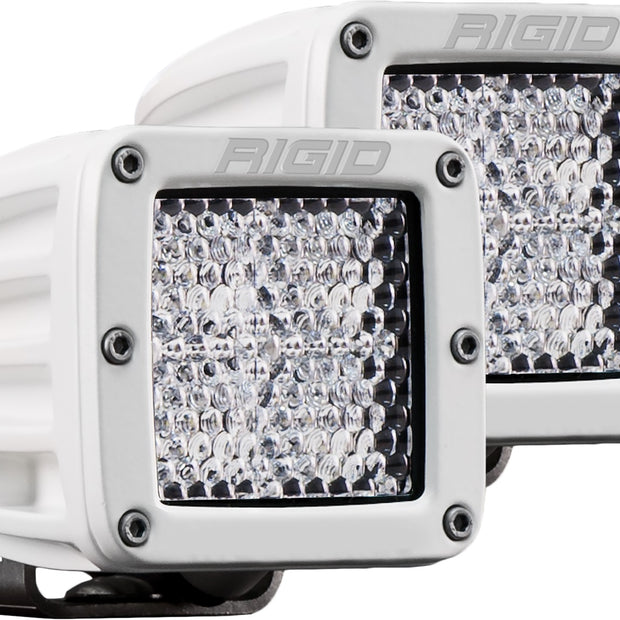 RIGID D-Series PRO Light Flood Diffused Surface Mount White Housing Pair