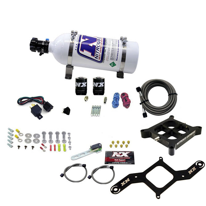Nitrous Express - 4150 SINGLE ENTRY BILLET CROSSBAR PLATE SYSTEM (50-300HP) W/ 5lb BOTTLE  - 63040-05