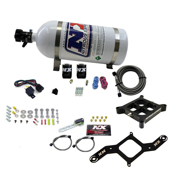 Nitrous Express - 4150 SINGLE ENTRY BILLET CROSSBAR PLATE SYSTEM (50-300HP) W/ 10LB BOTTLE  - 63040-10