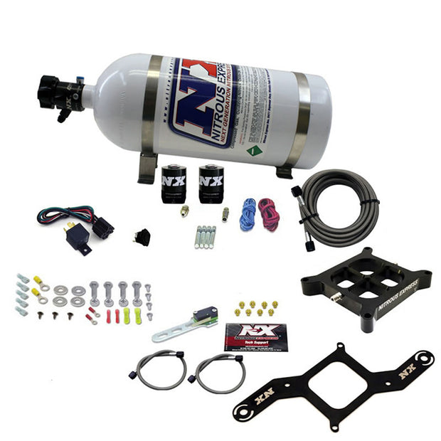 Nitrous Express - 4150 SINGLE ENTRY BILLET CROSSBAR PLATE SYSTEM (50-300HP) W/ 10LB BOTTLE  - 63040-10