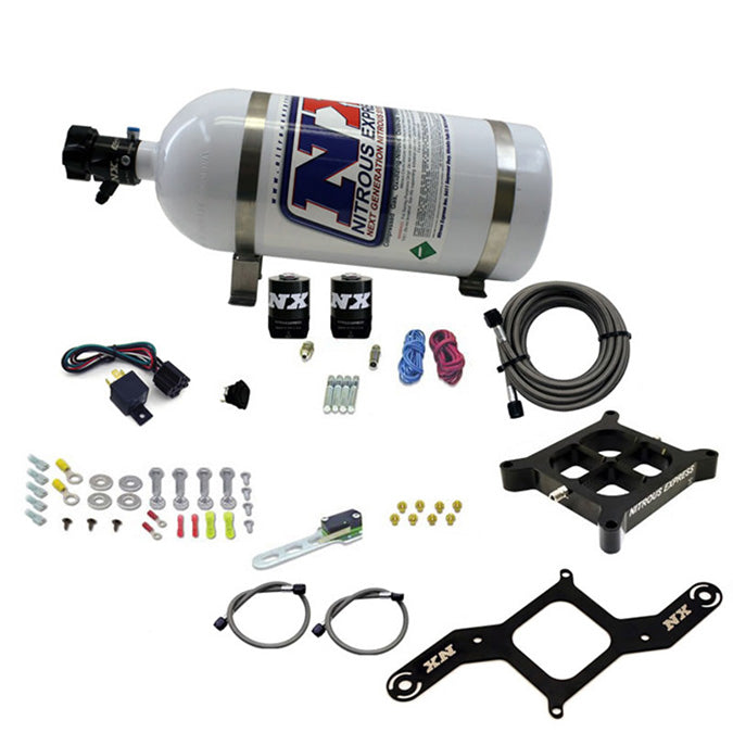 Nitrous Express - 4150 SINGLE ENTRY CROSSBAR PLATE SYSTEM PRO POWER(100-500HP) W/10LB BOTTLE - 63540-10