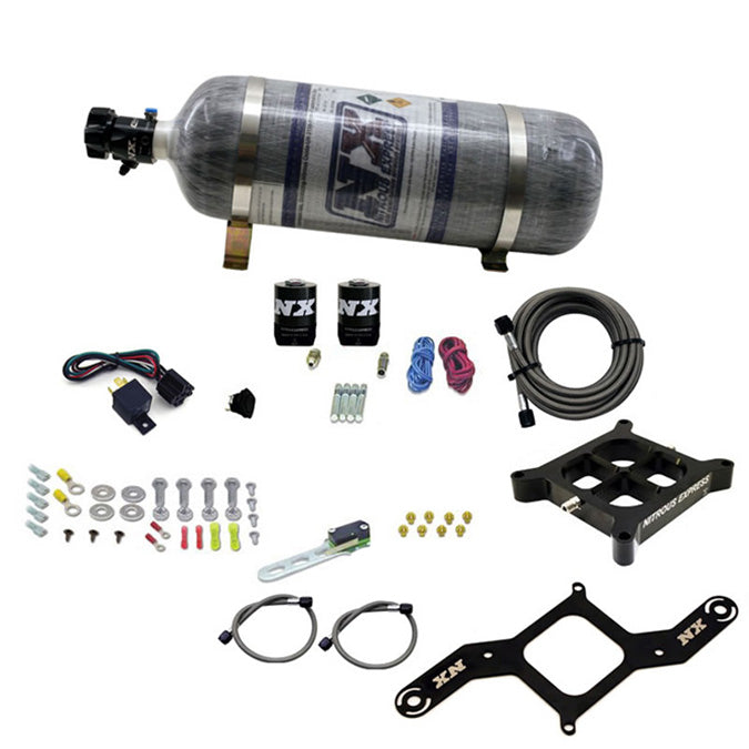 Nitrous Express - 4150 SINGLE ENTRY CROSSBAR PLATE SYSTEM PRO POWER(100-500HP) W/COMPOSITE BOTTLE - 63540-12