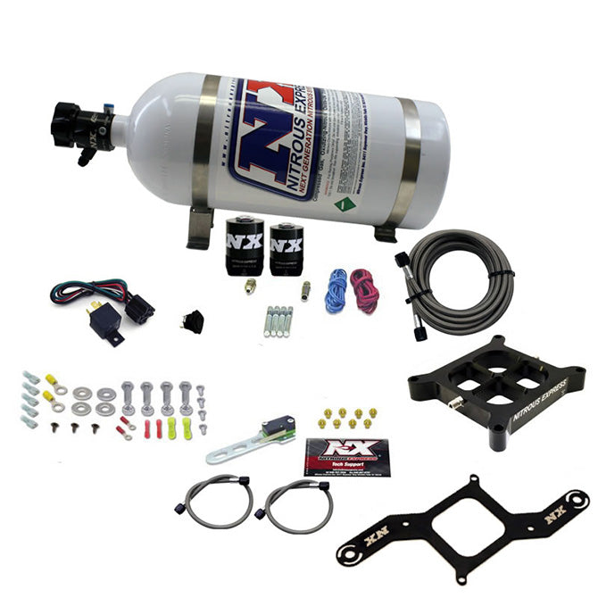 Nitrous Express - 4150 SINGLE ENTRY CROSSBAR PLATE SYSTEM RNC (250-750HP) W/10LB BOTTLE - 63840-10