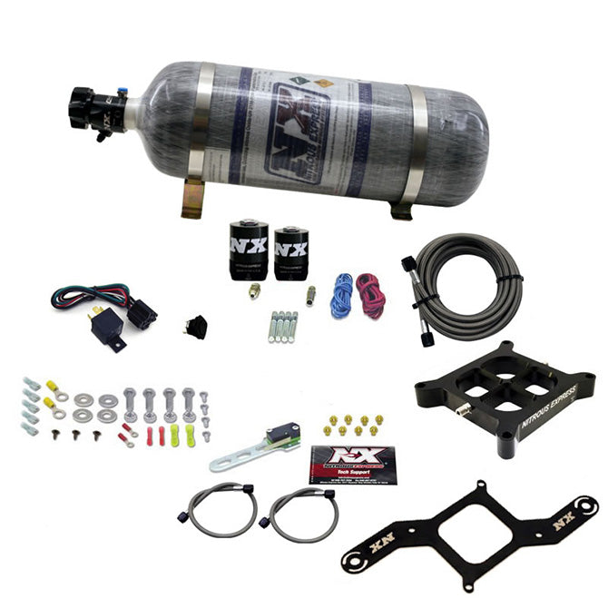Nitrous Express - 4150 SINGLE ENTRY CROSSBAR PLATE SYSTEM RNC (250-750HP) W/COMPOSITE BOTTLE - 63840-12