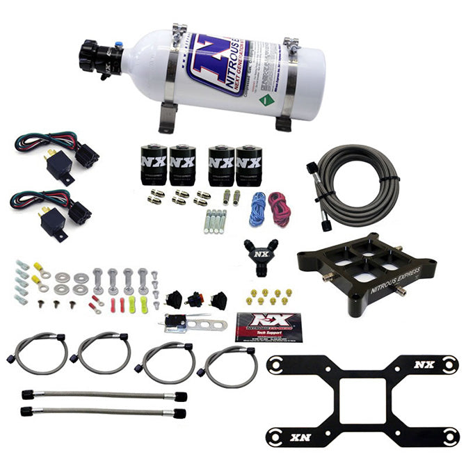Nitrous Express - 4150 DUAL STAGE BILLET CROSSBAR (50-300 & 100-500HP) WITH 5LB BOTTLE. - 66042-05