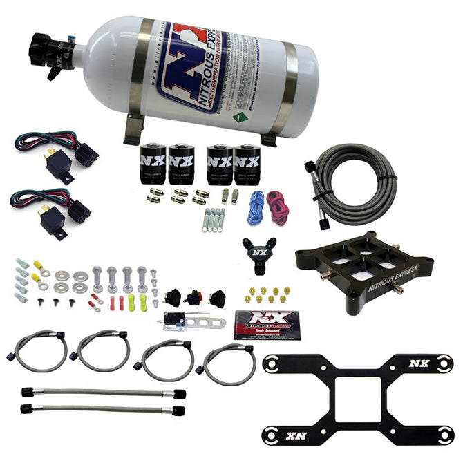 Nitrous Express - 4150 DUAL STAGE BILLET CROSSBAR (50-300 & 100-500HP) WITH 10LB BOTTLE. - 66042-10