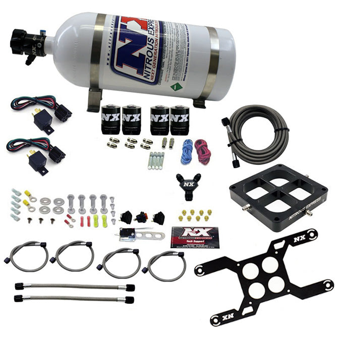 Nitrous Express - DOMINATOR DUAL STAGE BILLET CROSSBAR (50-300 & 100-500HP) WITH 10LB BOTTLE. - 66047-10