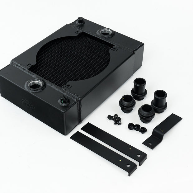 The KING Cooler - Ultimate Drag Race Radiator W/ SPAL Fan & Mounting Kit - Black