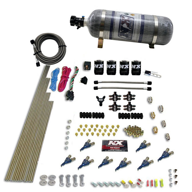 Nitrous Express - 8 CYL PIRANHA DIRECT PORT 4 SOLENOIDS WITH 12LB BOTTLE (200-500HP EFI JETs)  - 80001EFI-12