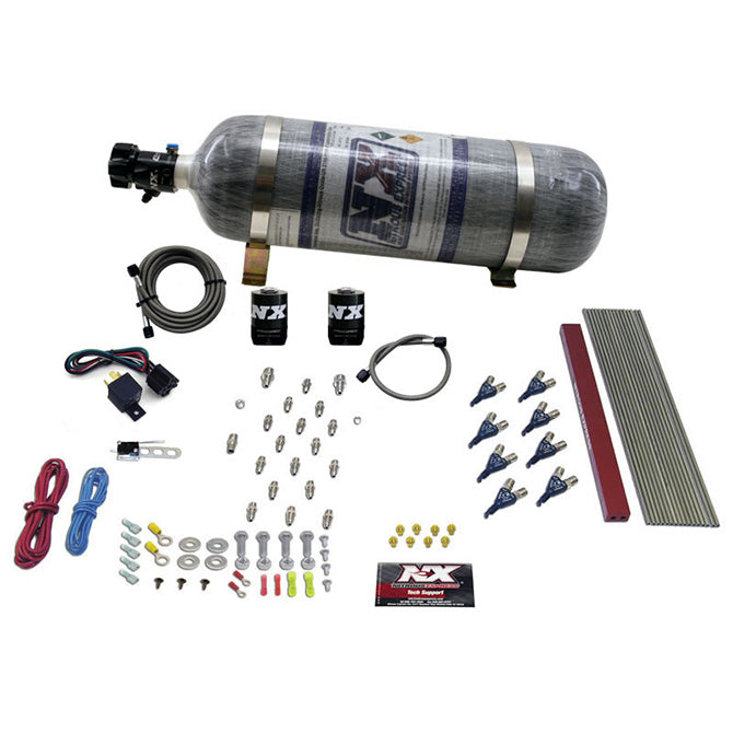 Nitrous Express - 8 CYLINDER LT1 LS1 PRO PIRANHA NOZZLE GAS WITH COMPOSITE BOTTLE - 80010-12