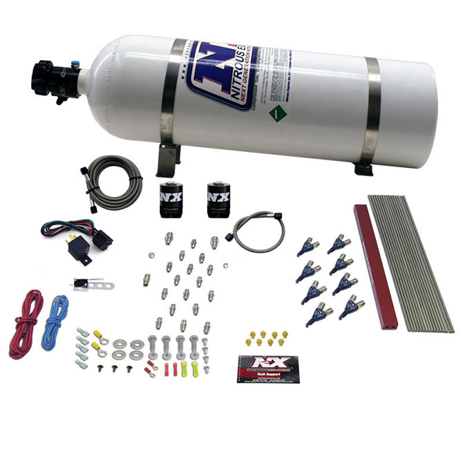 Nitrous Express - 8 CYLINDER LT1 LS1 PRO PIRANHA NOZZLE GAS WITH 15LB BOTTLE - 80010-15