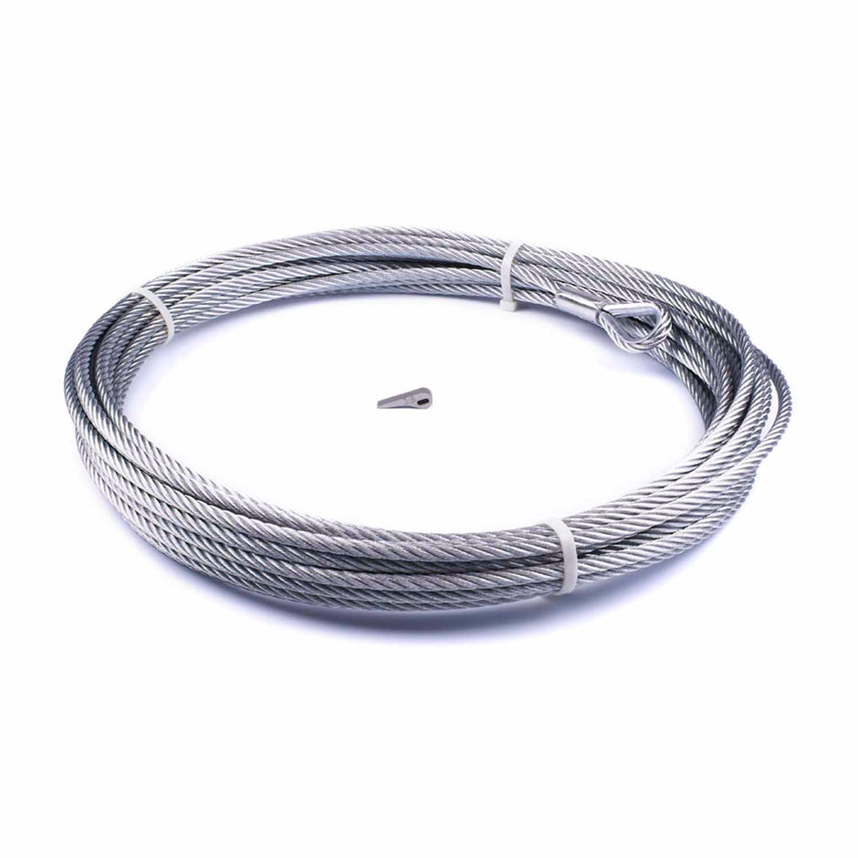 Replacement Steel Winch Rope - 3/8 In X 80 Ft  Galvanized - For VR10 And VR 12