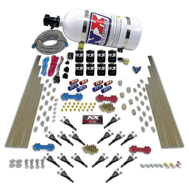 Nitrous Express - SHARK DUAL STG /GAS 16 NZLS (200-1200HP) 8 SOLENOIDS WITH 10LB BOTTLE - 90008-10