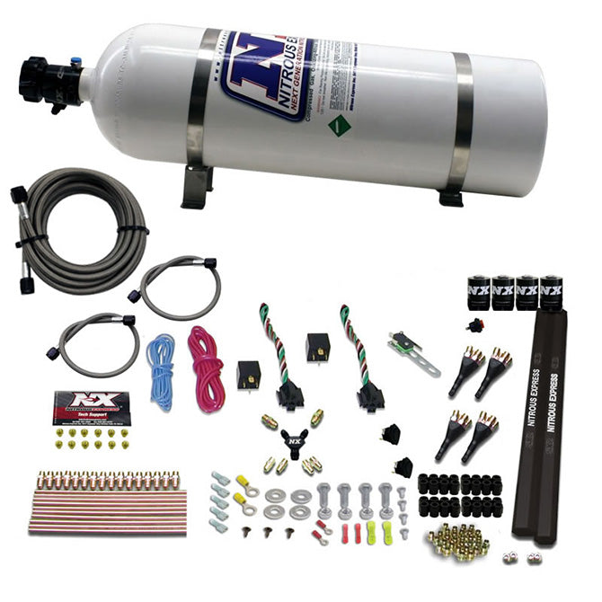 Nitrous Express - 4-CYL SX2 NOZZLE SYSTEM W/ 15LB BOTTLE (100-300HP X 2) - 90094-15