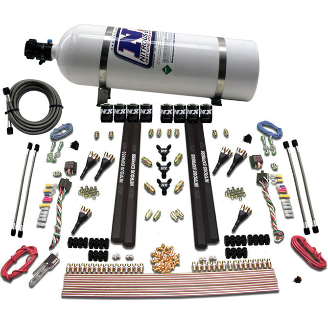 Nitrous Express - 6-CYL. SX2 DUAL STAGE NOZZLE SYSTEM  W/ 15LB BOTTLE - 90096-15