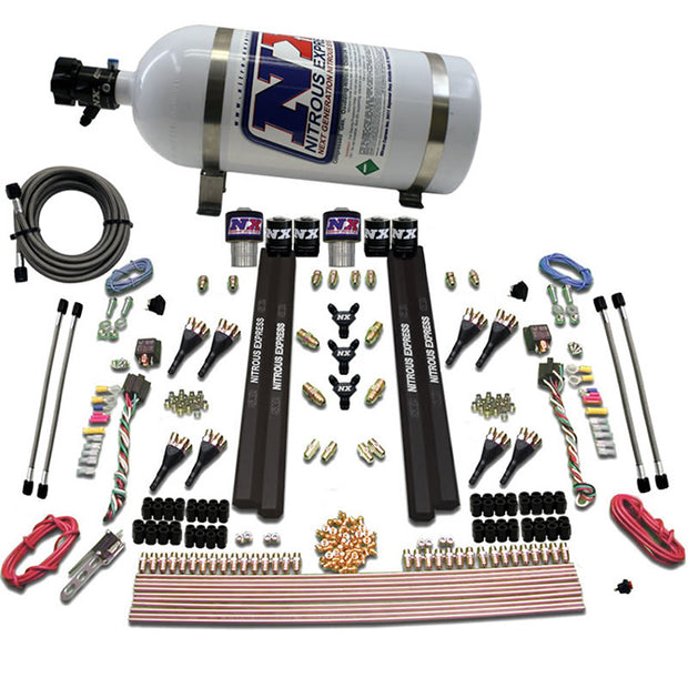 Nitrous Express - SX2 DUAL STG/GAS/RAILS 8 NZLS (200-1200HP) W/ 10LB BOTTLE - 90209-10