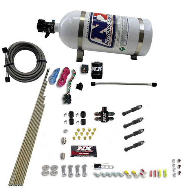 Nitrous Express - DRY DIRECT PORT NITROUS SYSTEM. 4 CYLINDER W/ 10LB BOTTLE - 93046-10