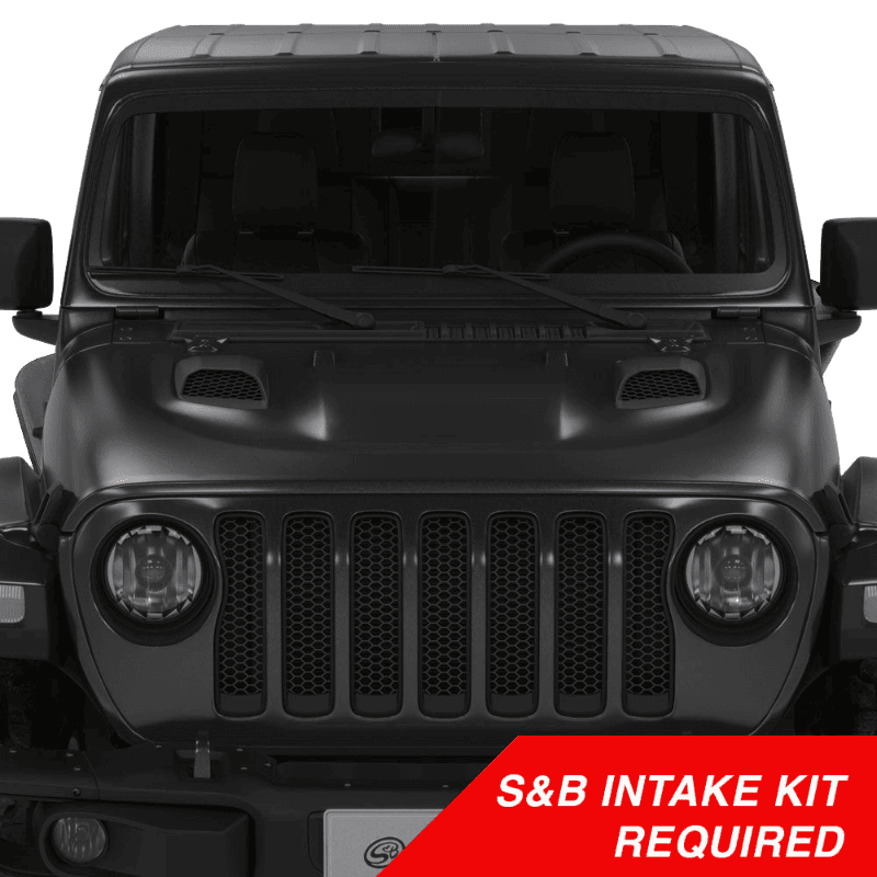 Air Hood Scoops For Jeep Wrangler Rubicon / Gladiator (S&B Intake Required)  installed in a Jeep