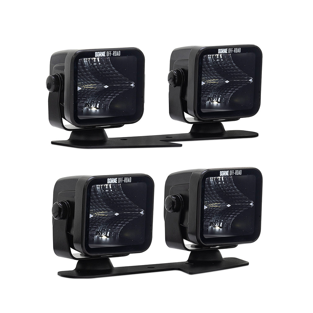 Borne Off-Road BNLT-BR-21-DT4 Ditch Light Set (4)  Flood  Fits Ford Bronco 2021+