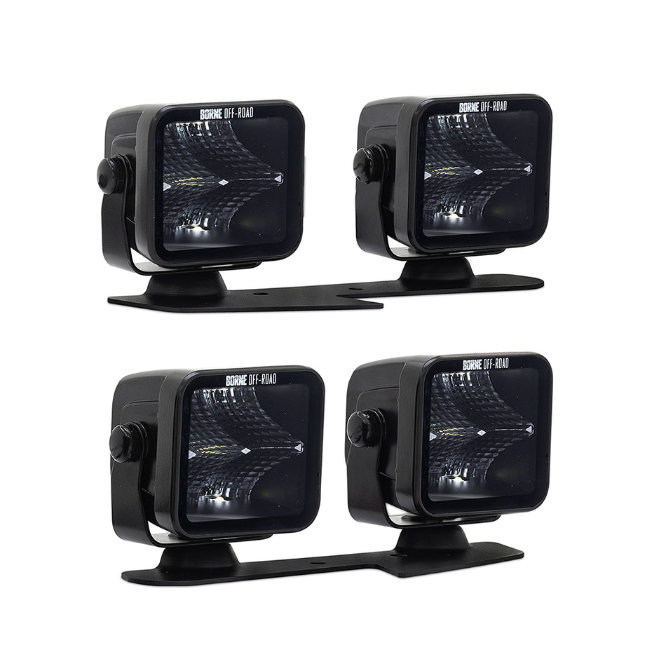 Borne Off-Road BNLT-BR-21-DT4 Ditch Light Set (4)  Flood  Fits Ford Bronco 2021+