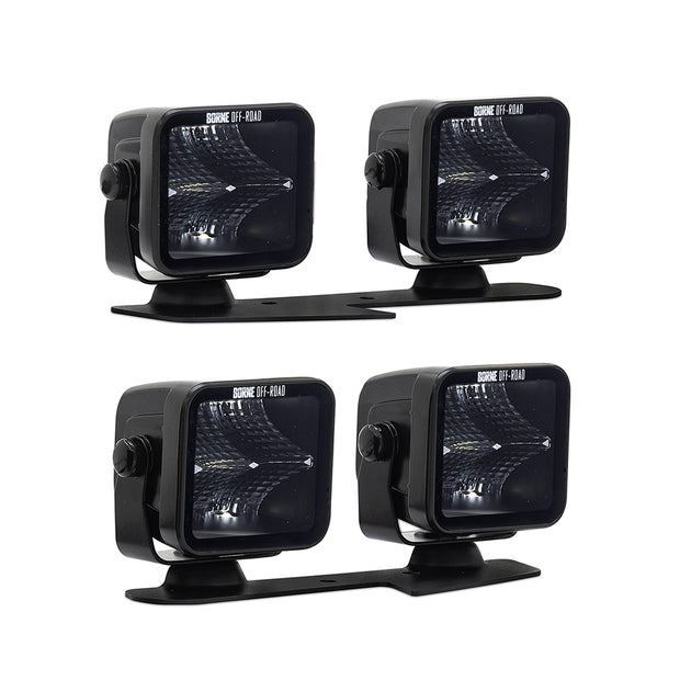 Borne Off-Road BNLT-BR-21-DT4 Ditch Light Set (4)  Flood  Fits Ford Bronco 2021+