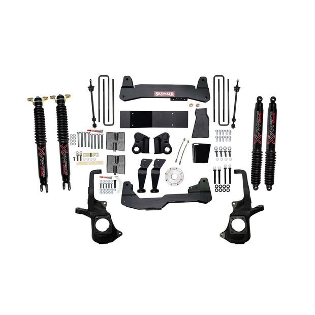 7 In. Lift Kit With Raised Torsion Bar Brackets And Black MAX Shocks.