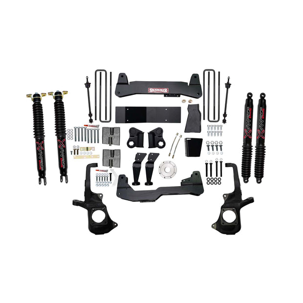 7 In. Lift Kit With Raised Torsion Bar Brackets And Black MAX Shocks.