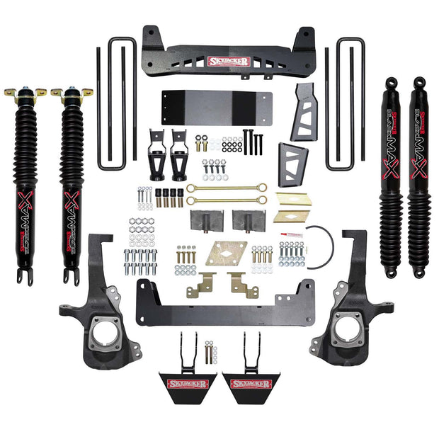 6 In. Suspension Lift Kit With Torsion Bar Drop Brackets And Black MAX Shocks.
