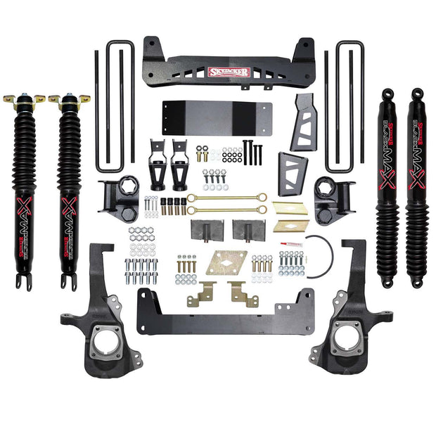 6 In Suspension Lift Kit With Raised Torsion Bar Brackets And Black MAX Shocks.