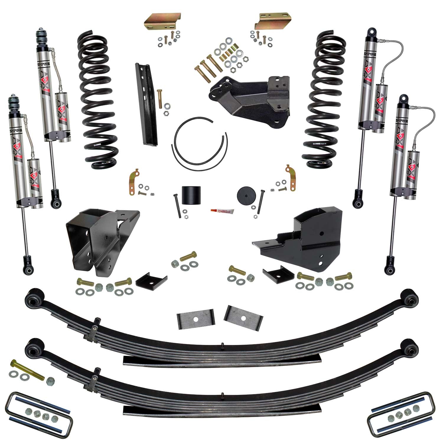 4 In. Lift Kit With Front Coils; Rear Leafs; And ADX Remote Reservoir Shocks.