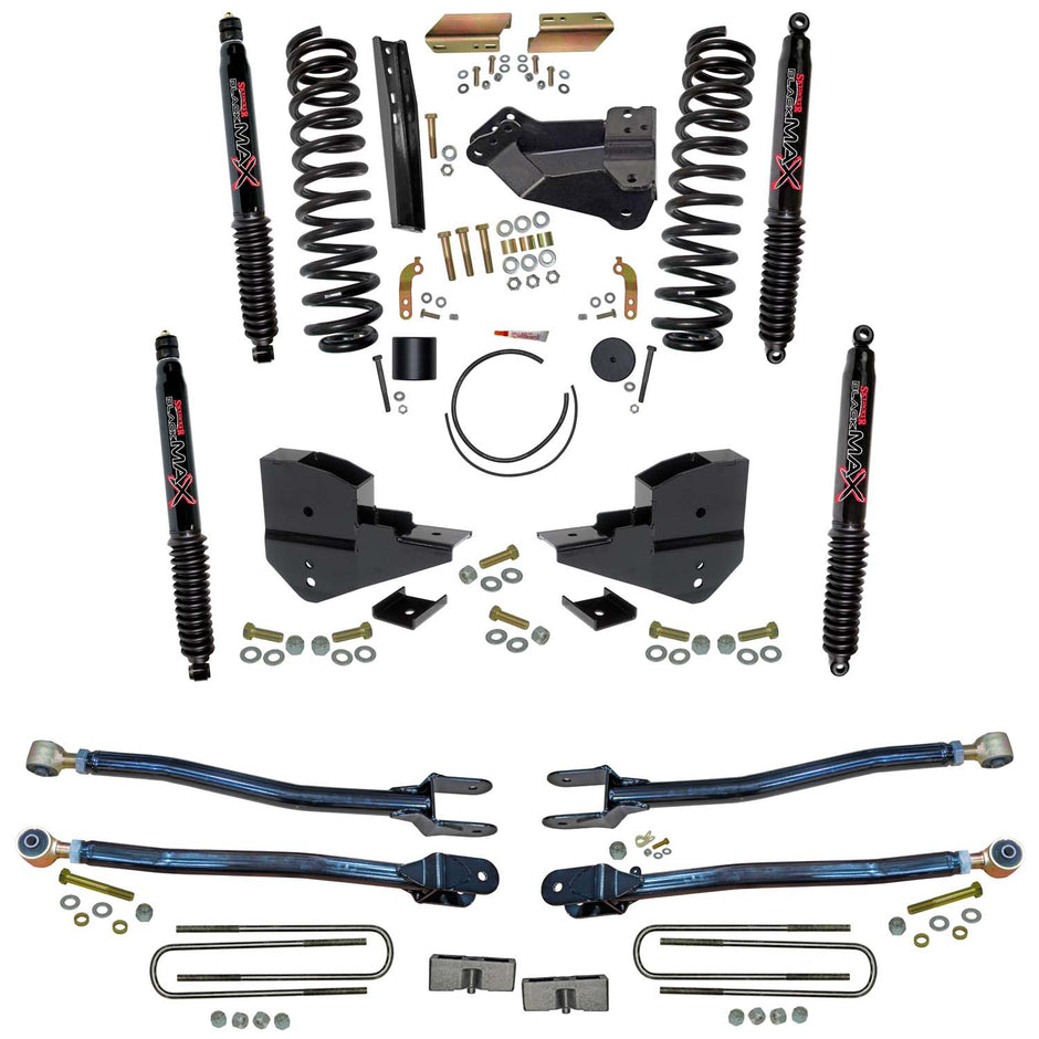 4 In. Suspension Lift Kit With 4-Link Conversion And Black MAX Shocks.