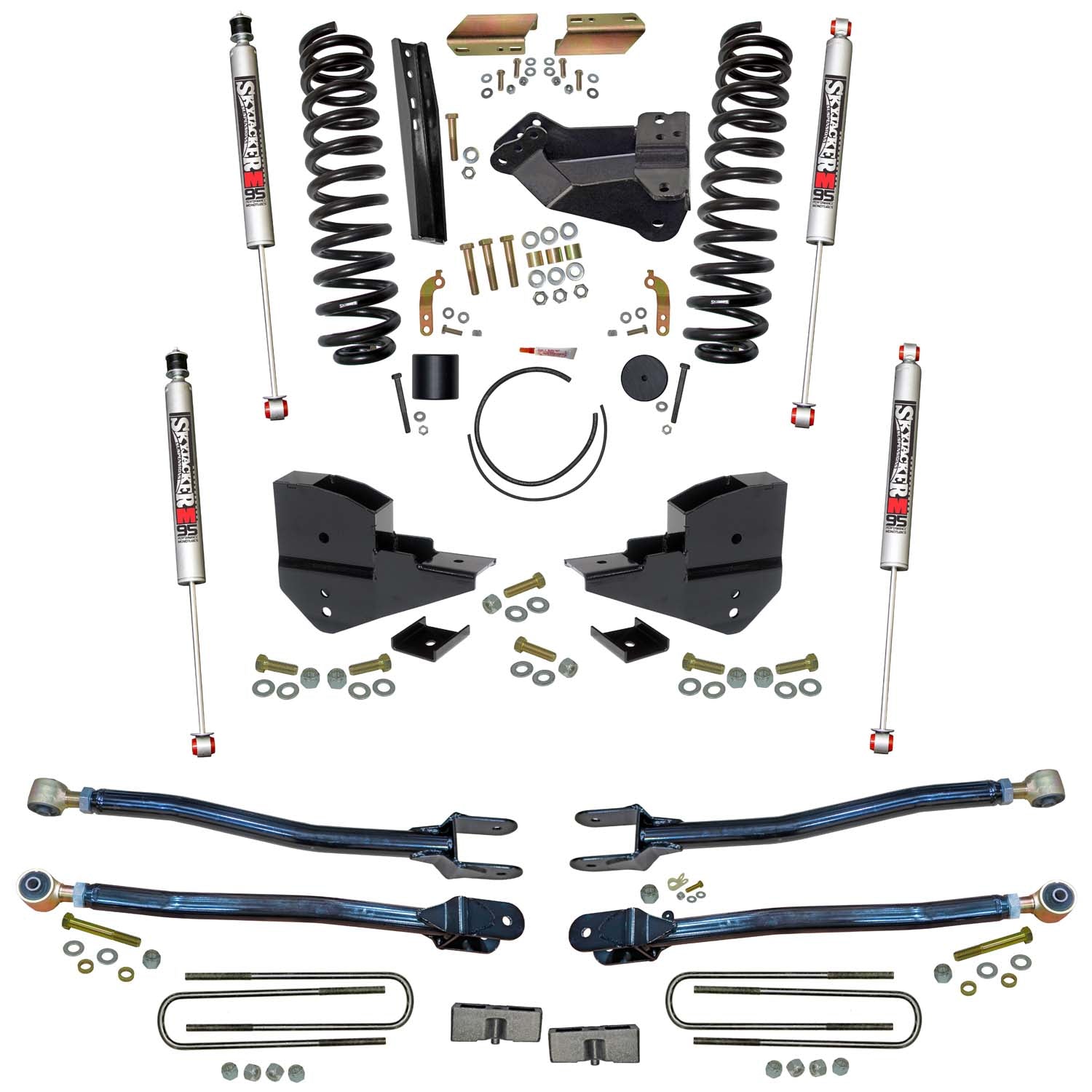 4 In. Suspension Lift Kit With 4-Link Conversion And M95 Monotube Shocks.