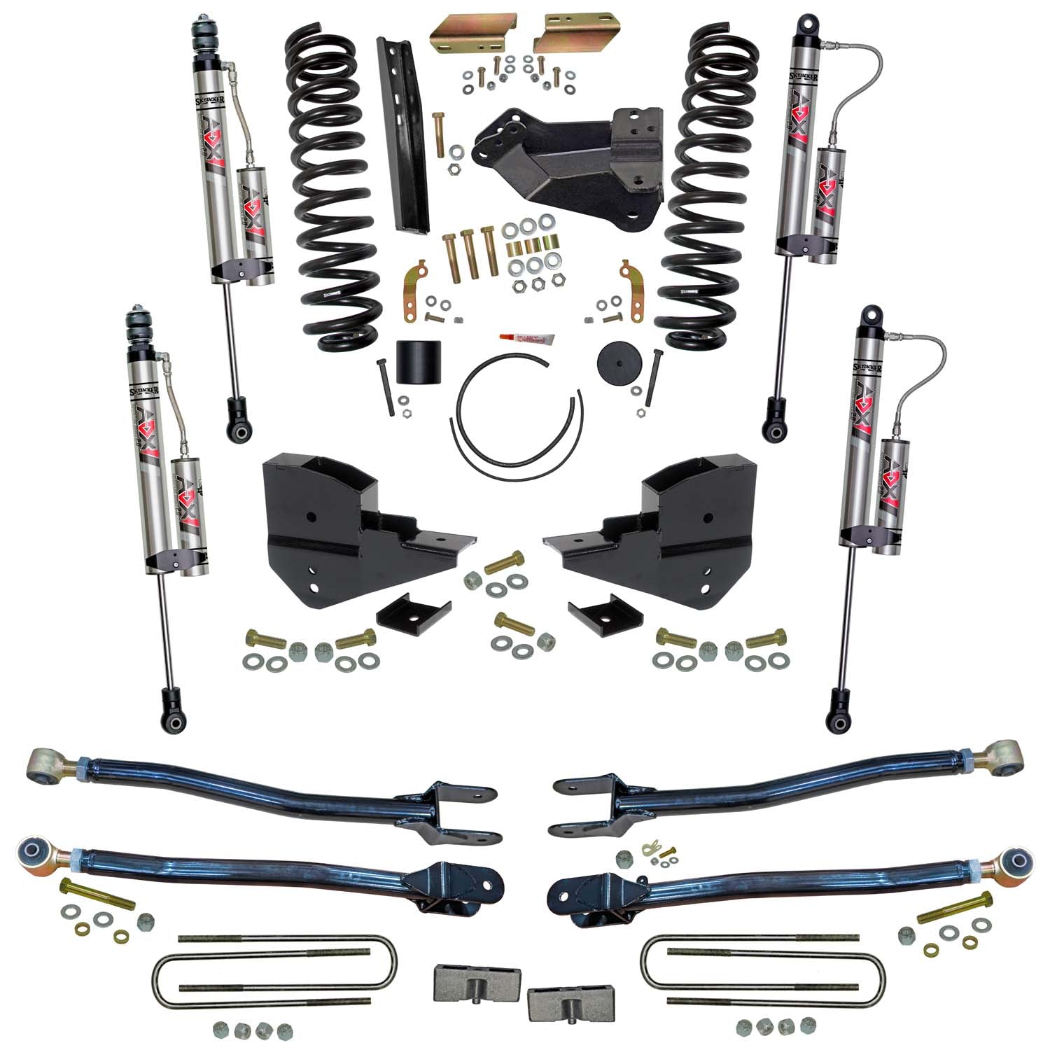 4 In. Lift Kit With 4-Link Conversion And ADX 2.0 Remote Reservoir Shocks.