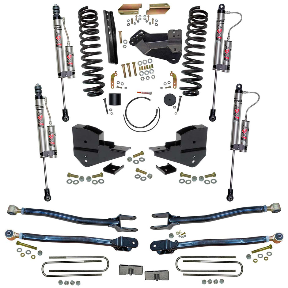 4 In. Lift Kit With 4-Link Conversion And ADX 2.0 Remote Reservoir Shocks.