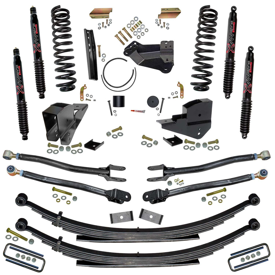 4 In. Lift Kit With Coils  Leafs  4-Link Conversion And Black MAX Shocks.