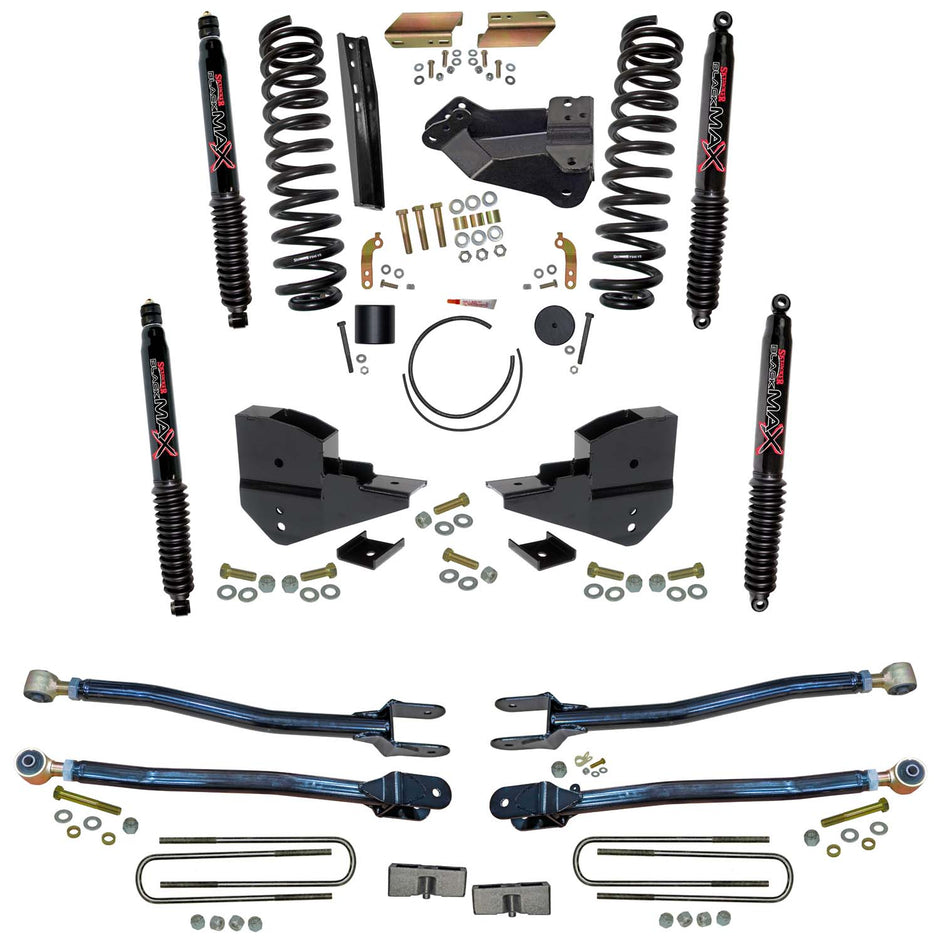 4 In. Suspension Lift Kit With 4-Link Conversion And Black MAX Shocks.