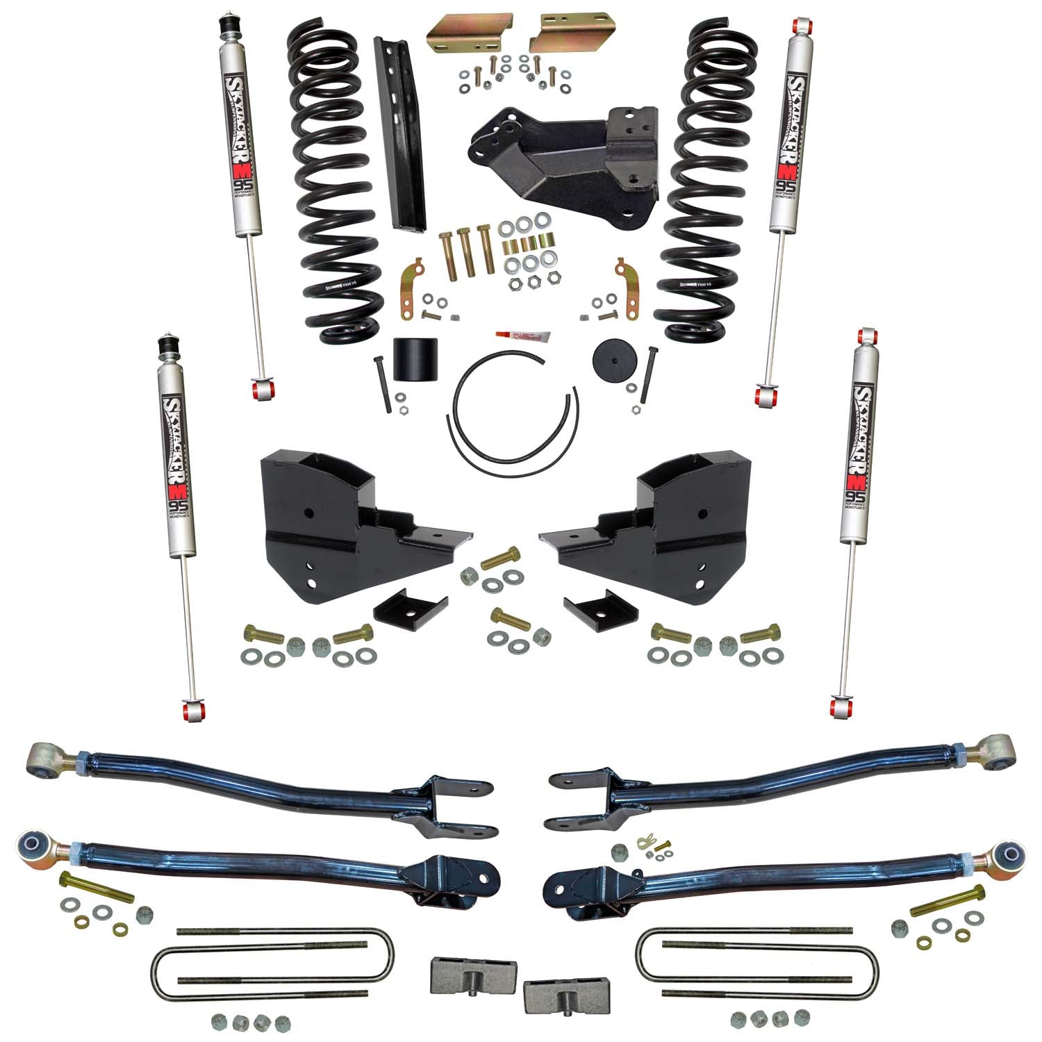 4 In. Suspension Lift Kit With 4-Link Conversion And M95 Monotube Shocks.