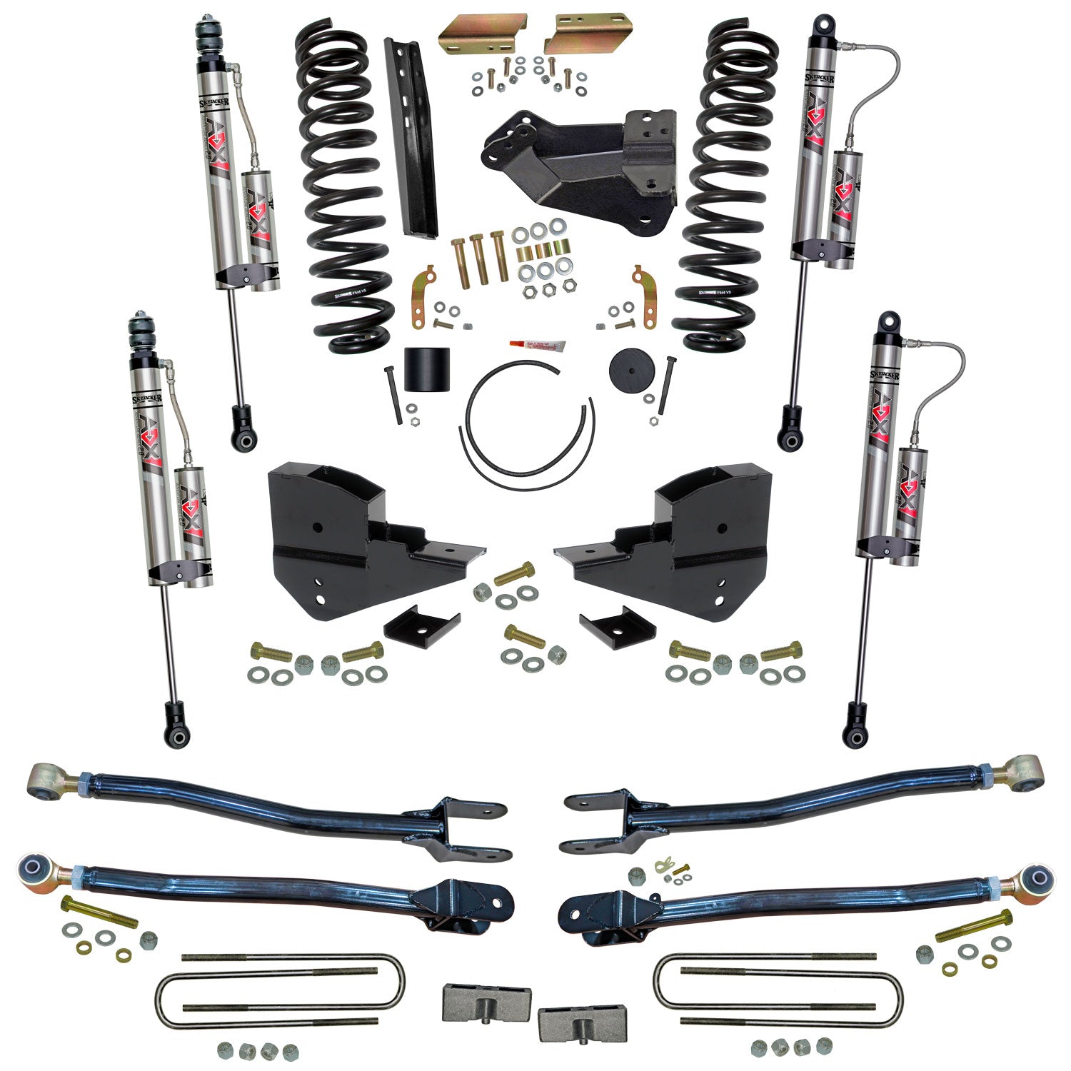 4 In. Lift Kit With 4-Link Conversion And ADX 2.0 Remote Reservoir Shocks.
