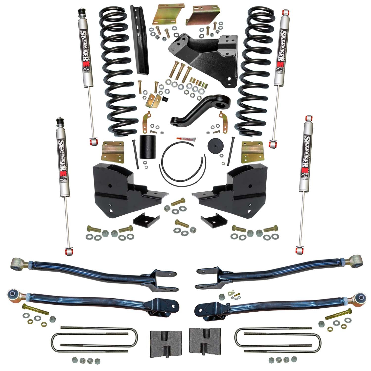 6 In. Suspension Lift Kit With 4-Link Conversion And M95 Monotube Shocks.