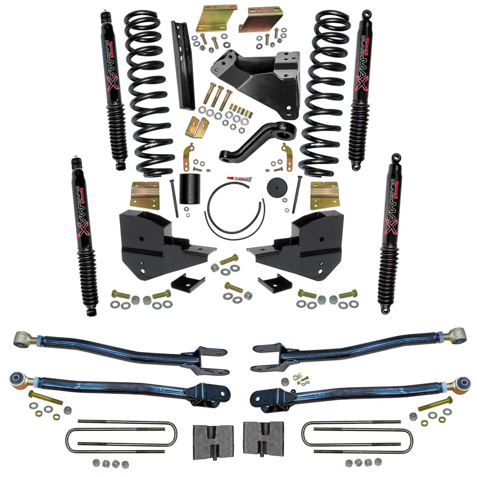 6 In. Suspension Lift Kit With 4-Link Conversion And Black MAX Shocks.