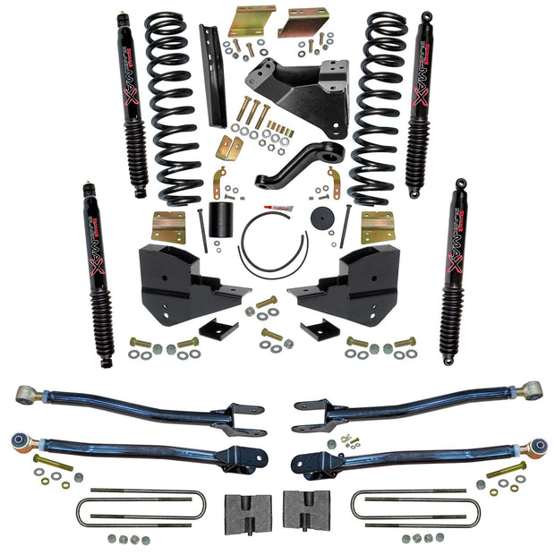6 In. Suspension Lift Kit With 4-Link Conversion And Black MAX Shocks.
