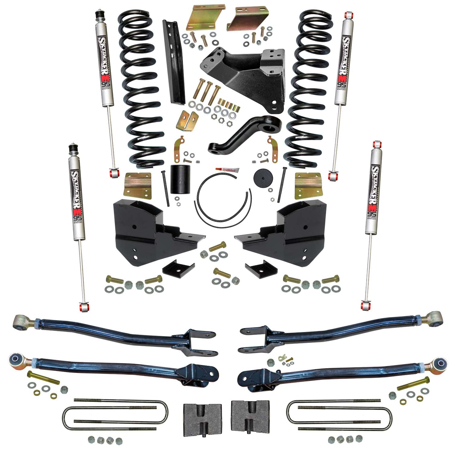 6 In. Suspension Lift Kit With 4-Link Conversion And M95 Monotube Shocks.